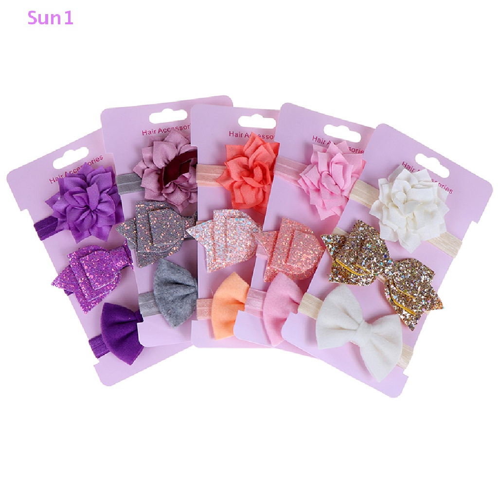 Set 3 Băng Đô Nơ Hoa Cho Bé Gái Sơ Sinh
