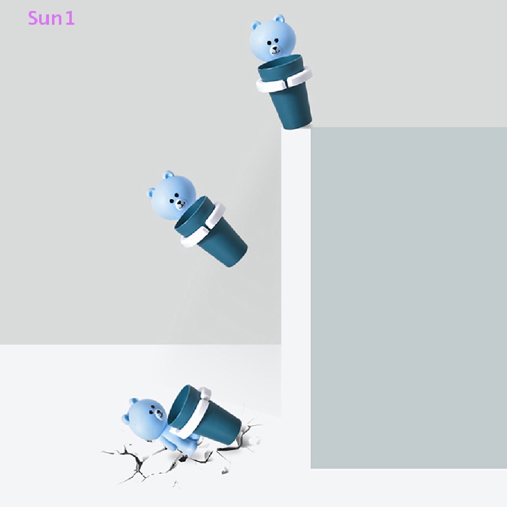 1 Cốc Đánh Răng Treo Tường Không Cần Khoan Họa Tiết Gấu Hoạt Hình Cho Trẻ Em Sun1 &gt;