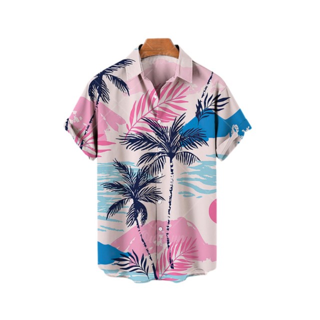 Áo Sơ Mi Tay Ngắn Dáng Rộng In Họa Tiết 3D Thời Trang Đi Biển Hawaii 2023 Cho Nam Y2k