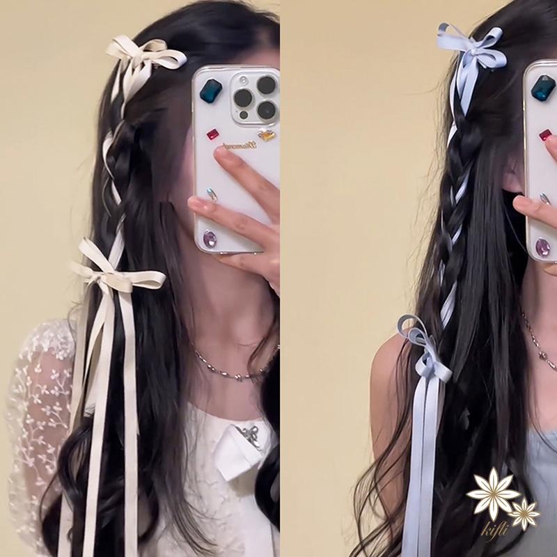 Kẹp Tóc Nơ Ruy Băng Thắt Bím Phong Cách Hàn Quốc Ngọt Ngào Cho Nữ