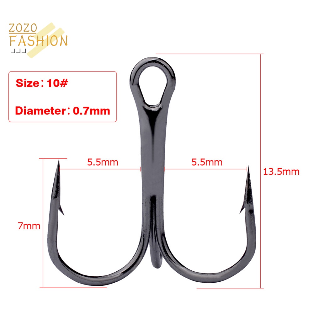 Bộ 50 Móc Câu Cá Ba Lưỡi Bằng Thép Cacbon Chất Lượng Cao