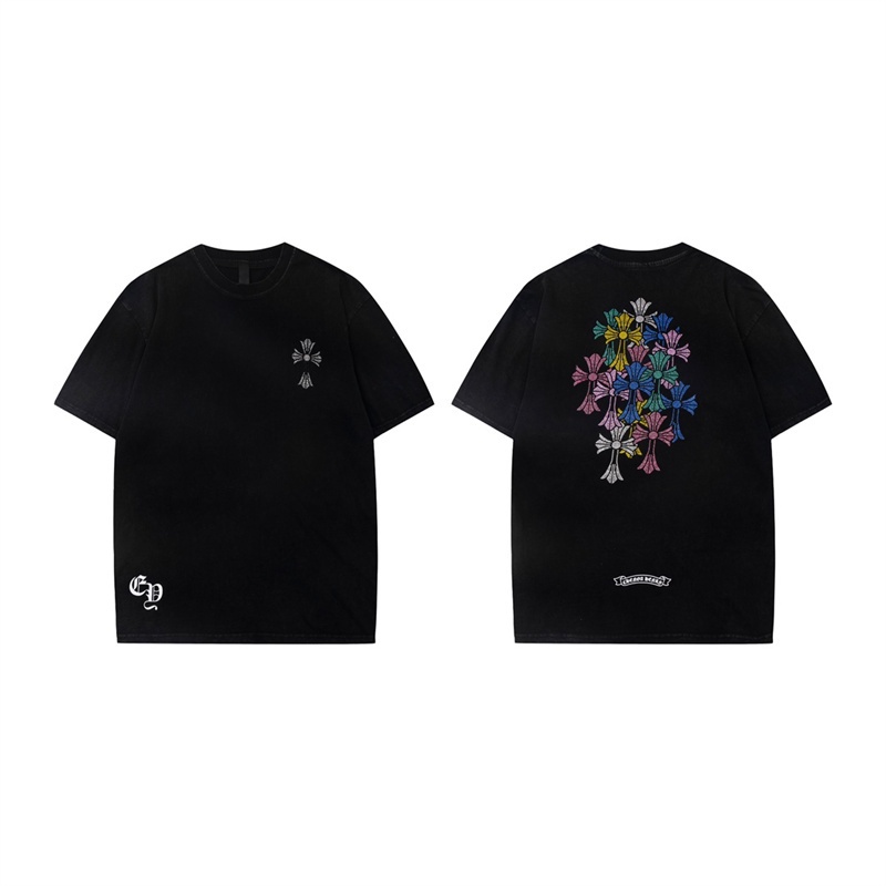 Áo Thun Cotton Tay Ngắn Cổ Tròn Đan Chéo Đính Đá Plus Size Unisex