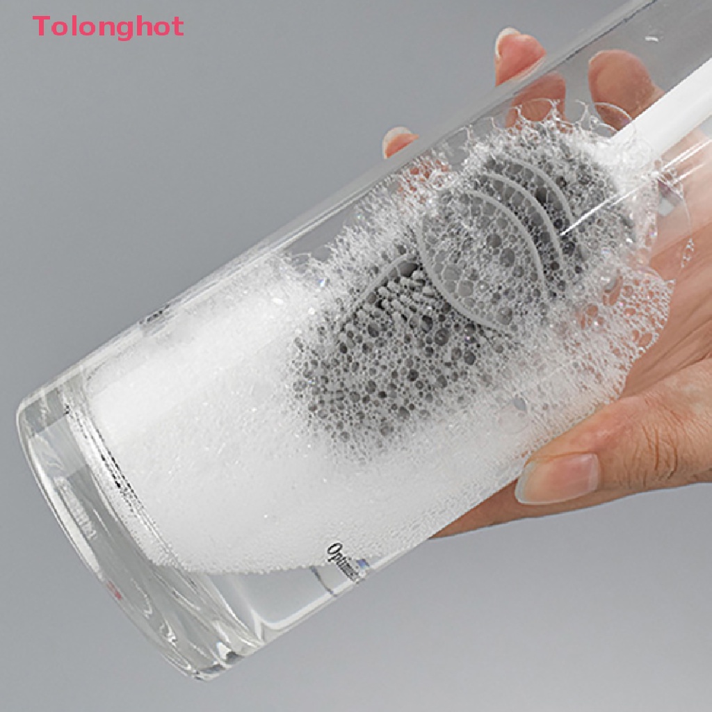 Set 2 Bàn Chải Silicone Cán Dài Vệ Sinh Ly Cốc Tiện Dụng