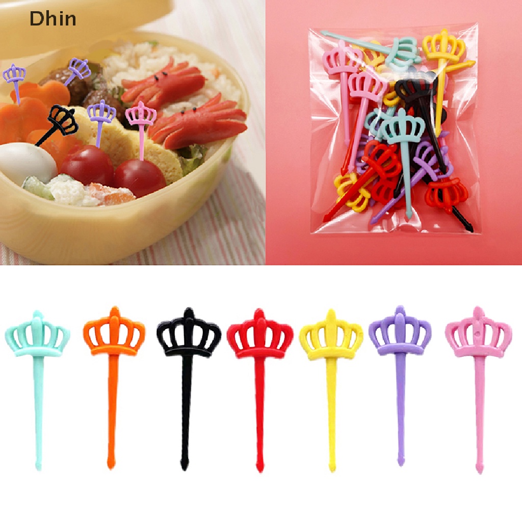 Set 20 Nĩa Ăn Trái Cây / Tráng Miệng Hình Vương Miện Hoạt Hình Mini Cho Bé