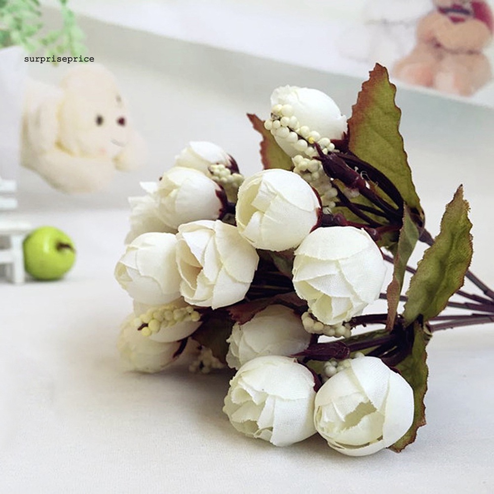 1 Bó 15 Bông Hoa Hồng Lụa Nhiều Màu