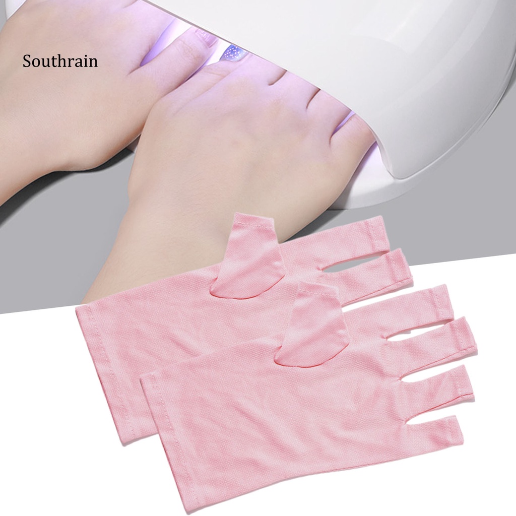 1 Đôi Găng Tay Không Ngón Bằng Polyester Nhẹ Co Giãn Thoáng Khí Chăm Sóc Móng Tay