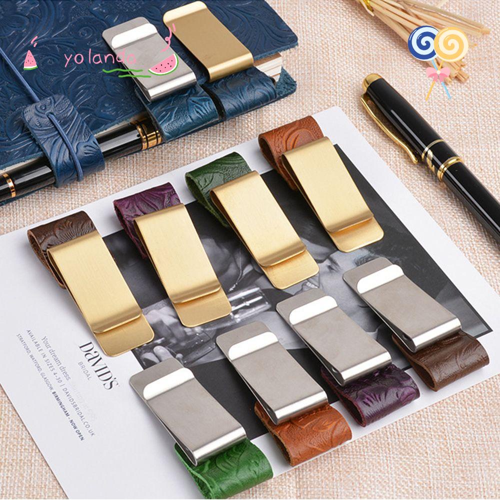 YOLA Notebook Holder Useful Stationery Portable Metal Memo Brass Pen Folder