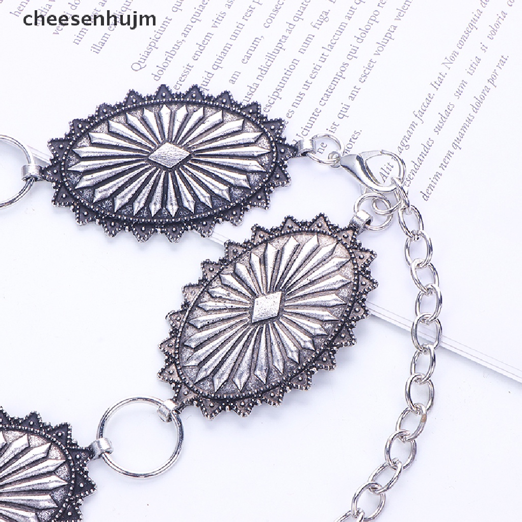 Thắt Lưng Chuỗi Xích Oval Bằng Kim Loại Phong Cách Boho Phương Tây Cho Nữ
