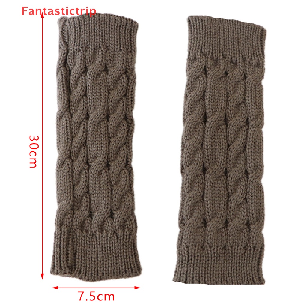 [Fantastictrip] Long Half Finger Gloves Women‘s Mitten Winter Warmer Knitted Arm Sleeve Gloves NEW