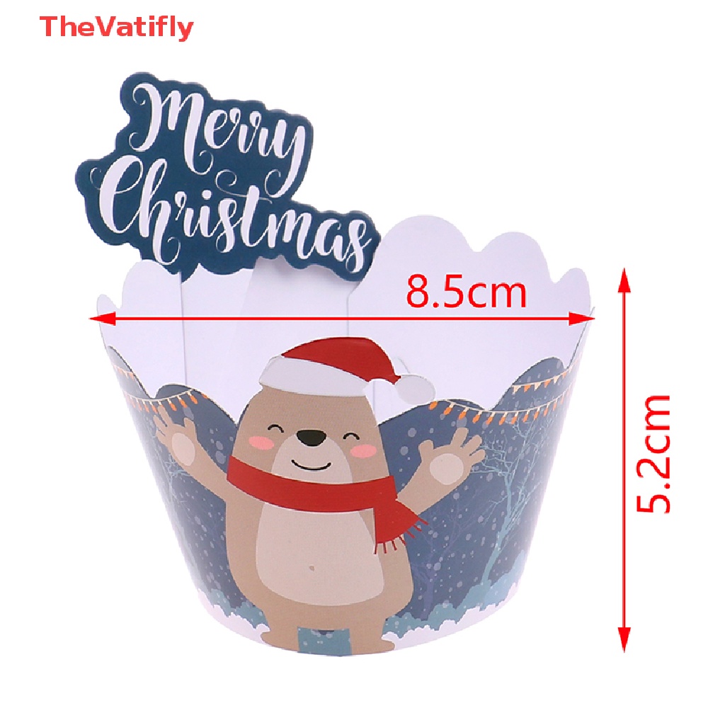 Bộ 24 Thẻ Trang Trí Bánh Cupcake Chủ Đề Giáng Sinh DIY