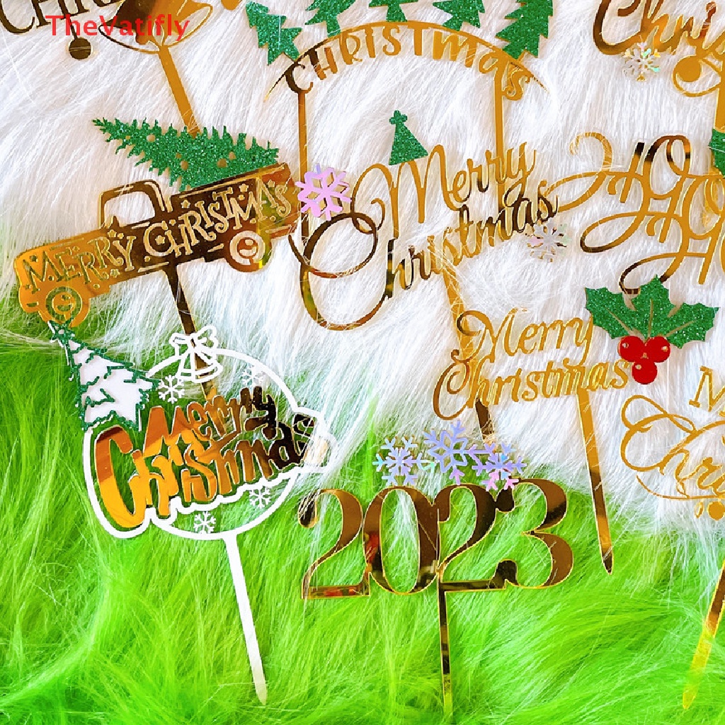 1 Que Cắm Trang Trí Bánh Kem Bằng Acrylic Hình Chữ Merry Christmas
