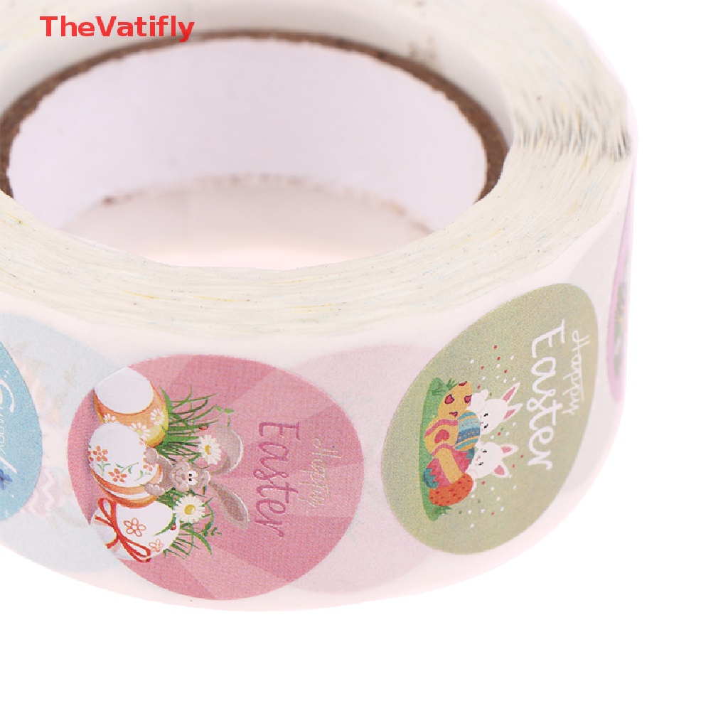 Cuộn 500 Nhãn Dán 2.5cm Họa Tiết Thỏ Phục Sinh Hoạt Hình