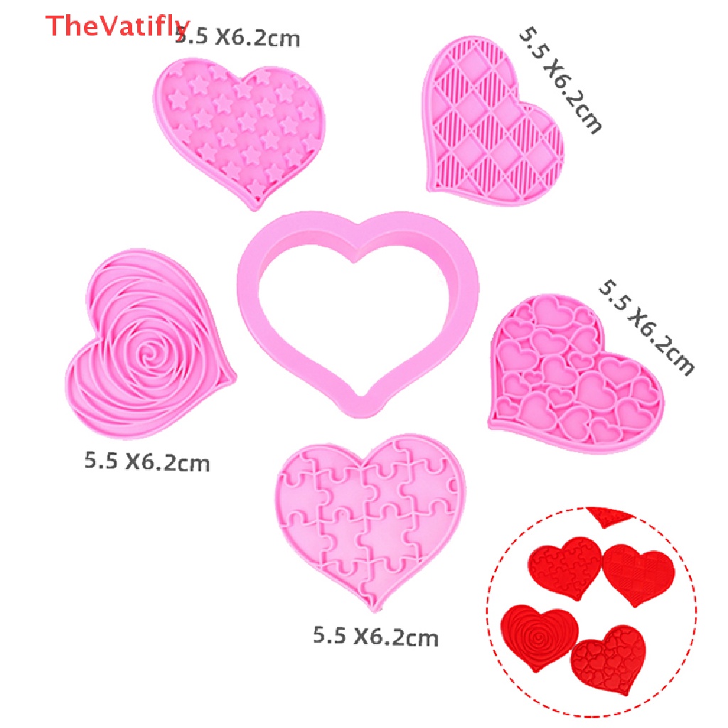 Set 6 Khuôn Nhựa Làm Bánh Quy Hình Trái Tim DIY