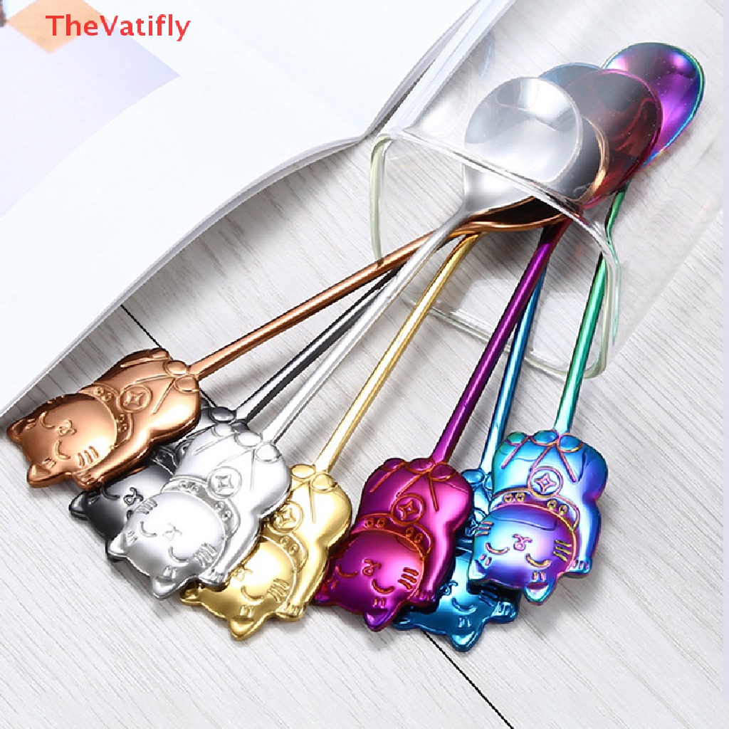 Muỗng Cà Phê Bằng Thép Không Gỉ 304 Thiết Kế Hình Mèo Dễ Thương