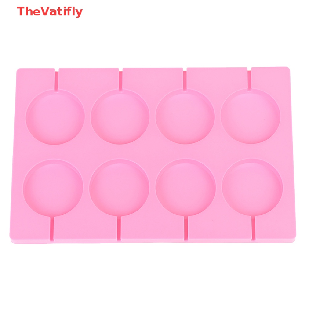 Khuôn Silicone Tạo Hình Kẹo Mút Hình Tròn 8 Lỗ Trang Trí Bánh