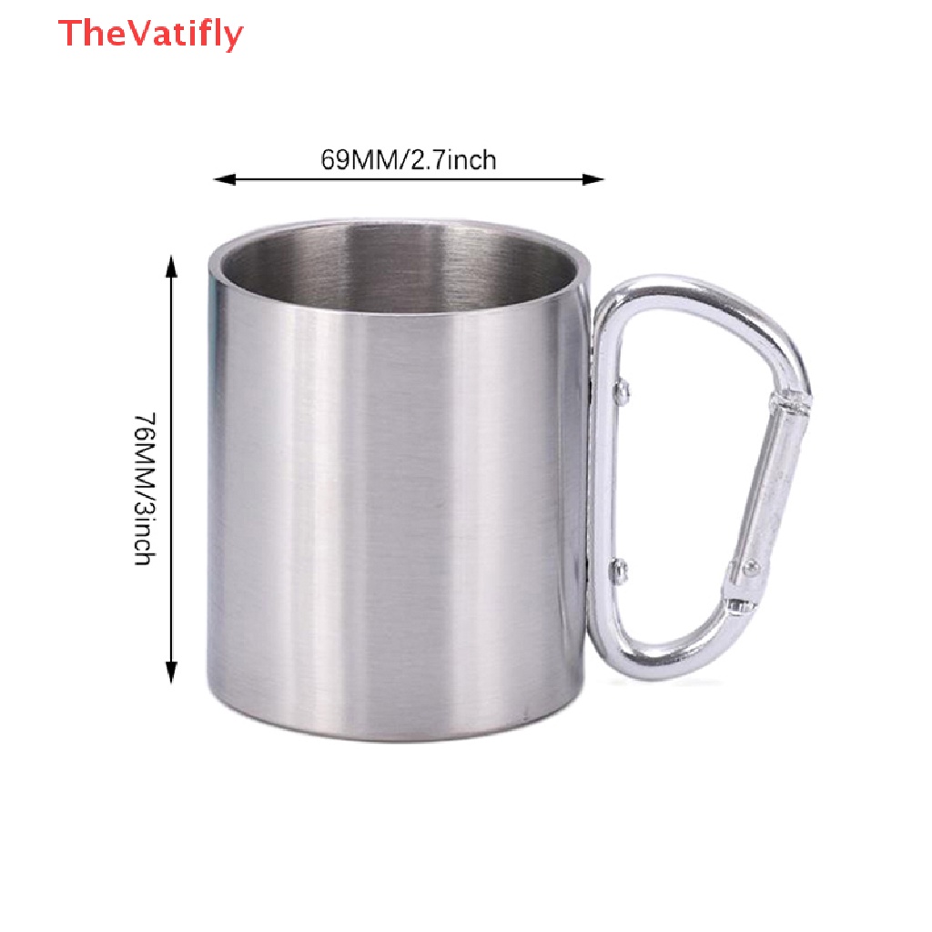 Bình Đựng Nước 220ml Bằng Thép Không Gỉ Có Tay Cầm Tiện Dụng Mang Theo Du Lịch