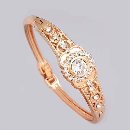 Vòng Tay Mạ Vàng Trang Trí Xoắn Ốc Đính Đá Thời Trang Cho Nữ