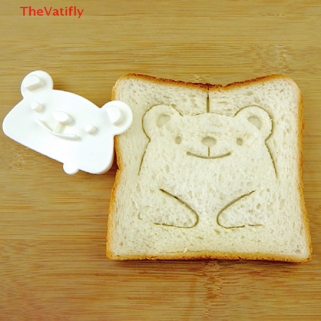 Khuôn Cắt Bánh Mì Sandwich 3D Hình Gấu 3 Cảm Xúc An Toàn DIY