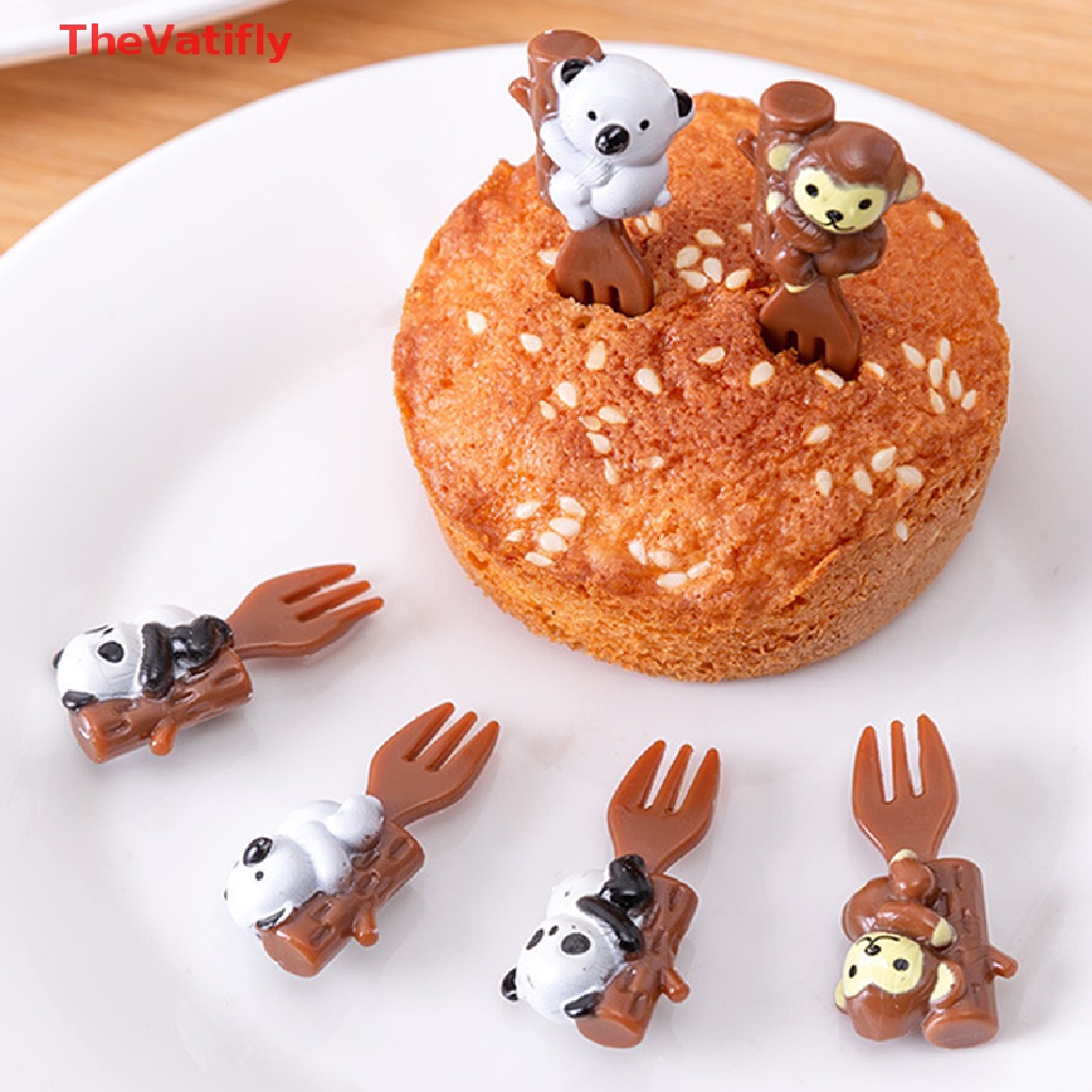 [Thevalifly] Nĩa Ăn Trái Cây Tăm Xỉa Răng Trái Cây Hình Động Vật Mini Dễ Thương Trang Trí Hộp Thức Ăn Trẻ Em
