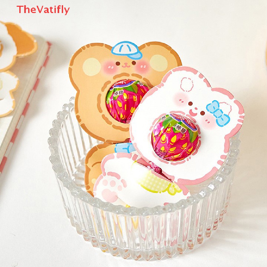 [Thevalifly] Set 10 Thẻ Trang Trí Kẹo Mút Gấu Vịt Dễ Thương Cho Bữa Tiệc Bán Chạy