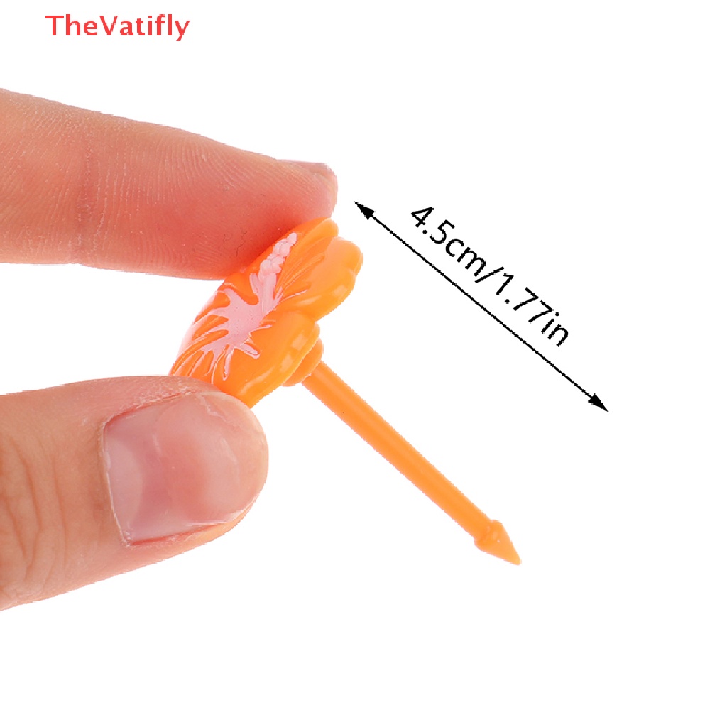 Set 4 / 10 Nĩa Ăn Trái Cây / Thức Ăn Vặt Bằng Nhựa Hình Bông Hoa Dễ Thương Dành Cho Các Bé