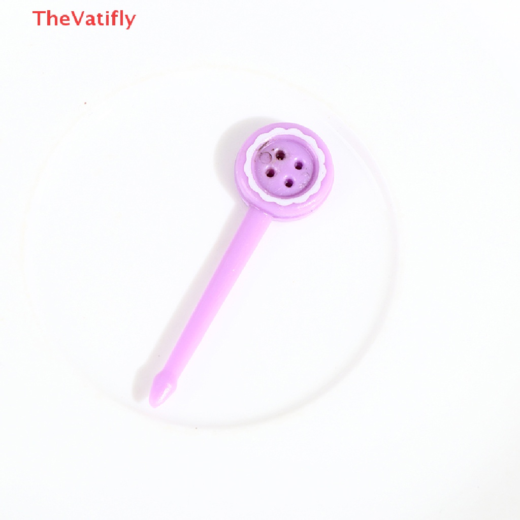 [Thevalifly] Set 8 Nĩa Ăn Trái Cây / Đồ Tráng Miệng Mini Màu Hồng In Hình Hoạt Hình Dành Cho Trẻ Em