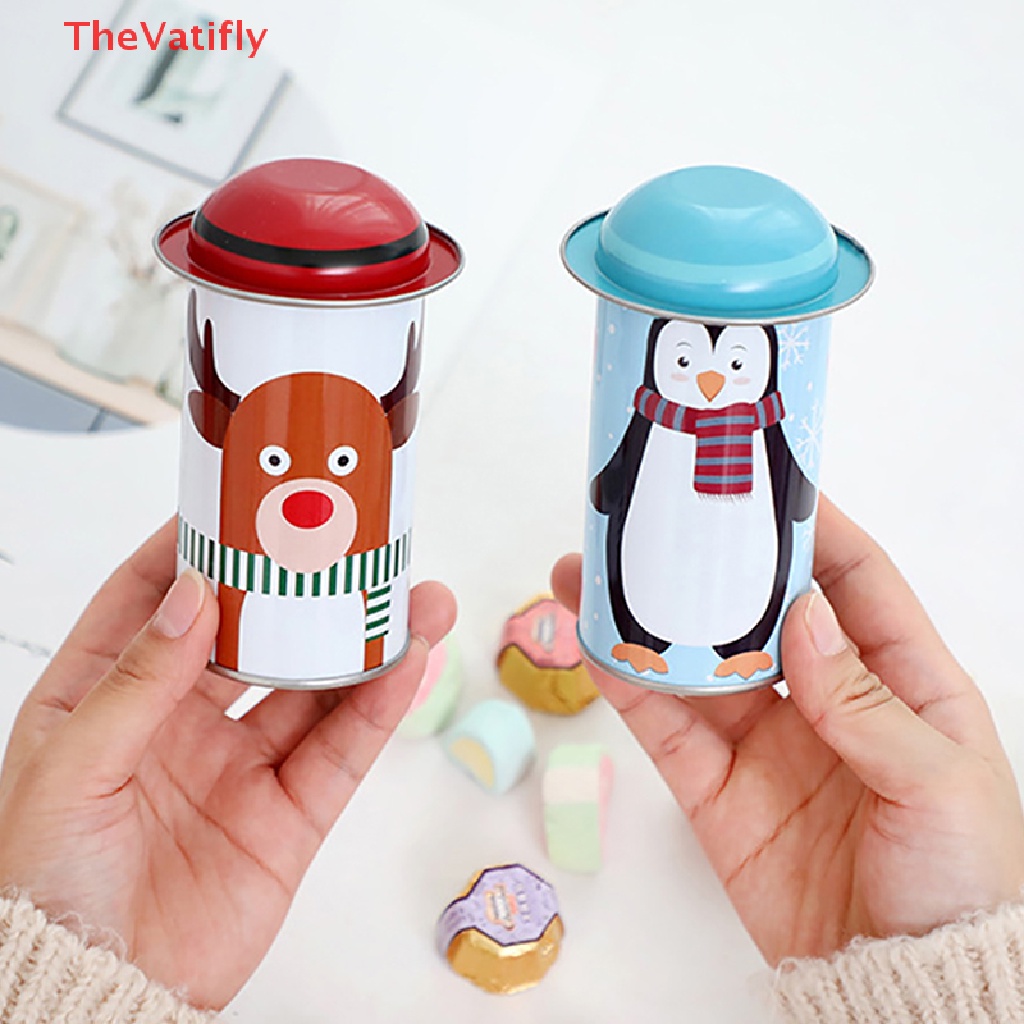 [Thevalifly] 1 Hộp Thiếc Đựng Kẹo Giáng Sinh Làm Quà Tặng Cho Trẻ Em