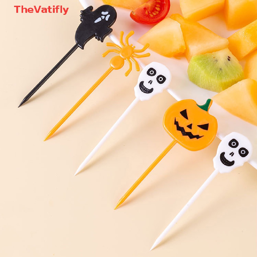 [Thevalifly] 6 / 10 Nĩa Ăn Trái Cây Hoạt Hình Mini Trang Trí Hộp Đựng Thức Ăn