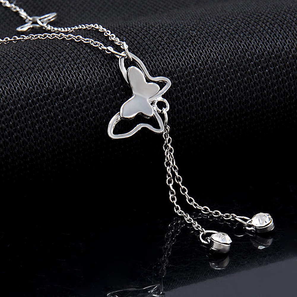 Lắc Chân Hợp Kim Màu Trơn Trang Trí Hình Bướm Đính Đá Thời Trang Cho Nữ