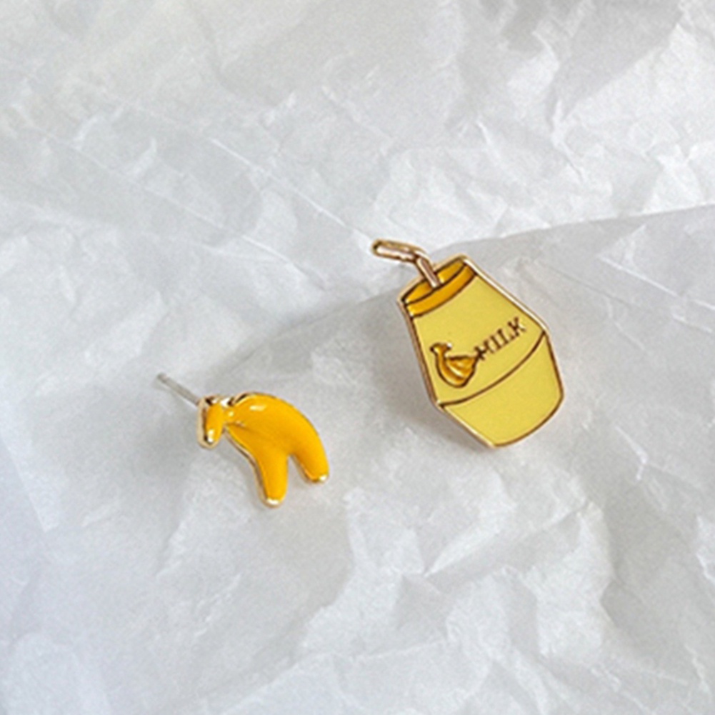 Bông Tai Dáng Dài Hình Hộp Sữa Chuối Ngộ Nghĩnh Đáng Yêu