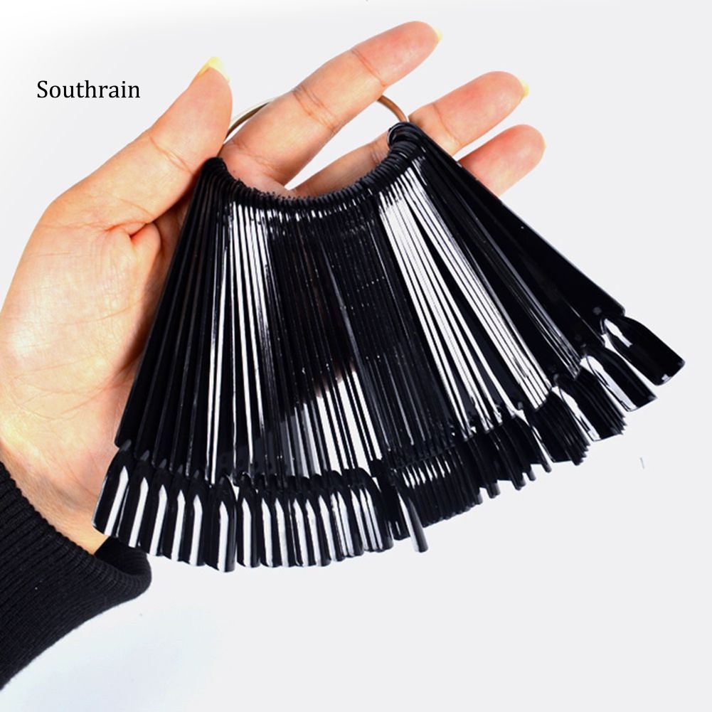 Bộ 50 Móng Tay Giả Hình Quạt Nhiều Màu Sắc