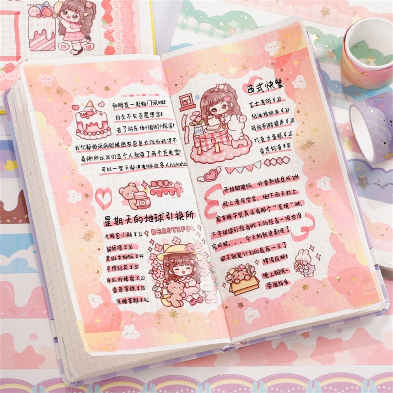 Bộ 10 Cuộn Băng Keo Màu Đồng Trang Trí Sổ Tay DIY