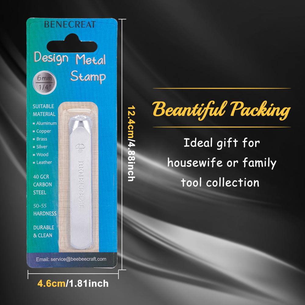 1 Bộ Tem Đóng Dấu Kim Loại Sắt Họa Tiết Gỗ / Da / Nhựa / Kim Loại Hình Tròn 65.5x10mm: 6mm