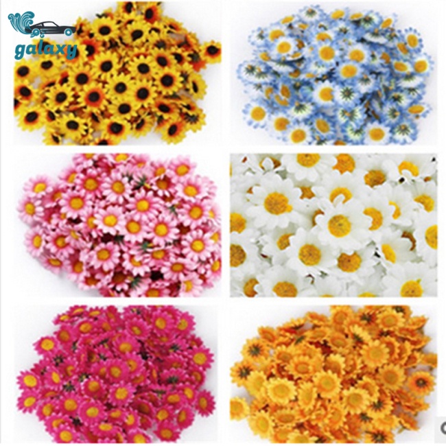 Galaxy Set 100 Bông Hoa Cúc Giả 4cm Màu Vàng / Trắng Trang Trí Đa Ứng Dụng