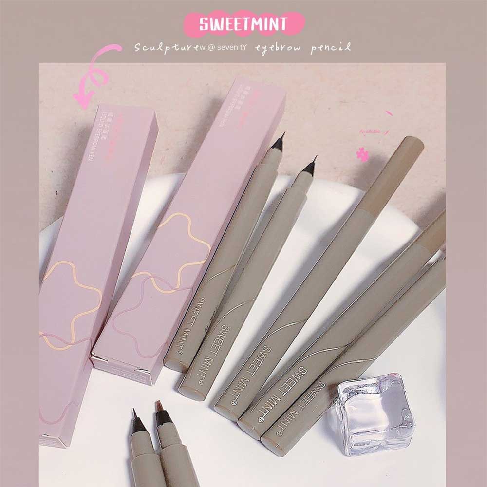 Bút Chì Kẻ Lông Mày Dạng Lỏng Đầu Phẳng Siêu Mỏng Màu Bạc Hà Ngọt Ngào Không Thấm Nước