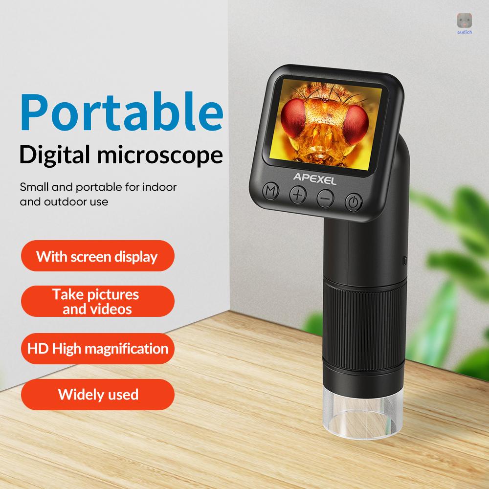 Kính Hiển Vi Kỹ Thuật Số Cầm Tay Phóng Đại 2 Megapixel 12-24X Có 6 Đèn LED 75 Độ° Màn Hình Điều Chỉnh Góc Kèm Mic