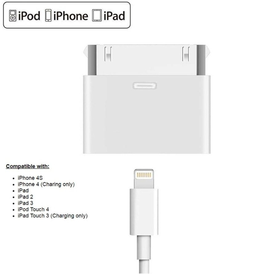 8 Pin Female to 30 Pin Male Adapter Connector for iPhone 4S iPad 3 iPod