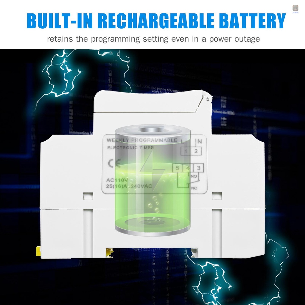Rơ Le Hẹn Giờ Điện Tử THC15A 16A 7 Ngày 16 Ngày AC 110V Din