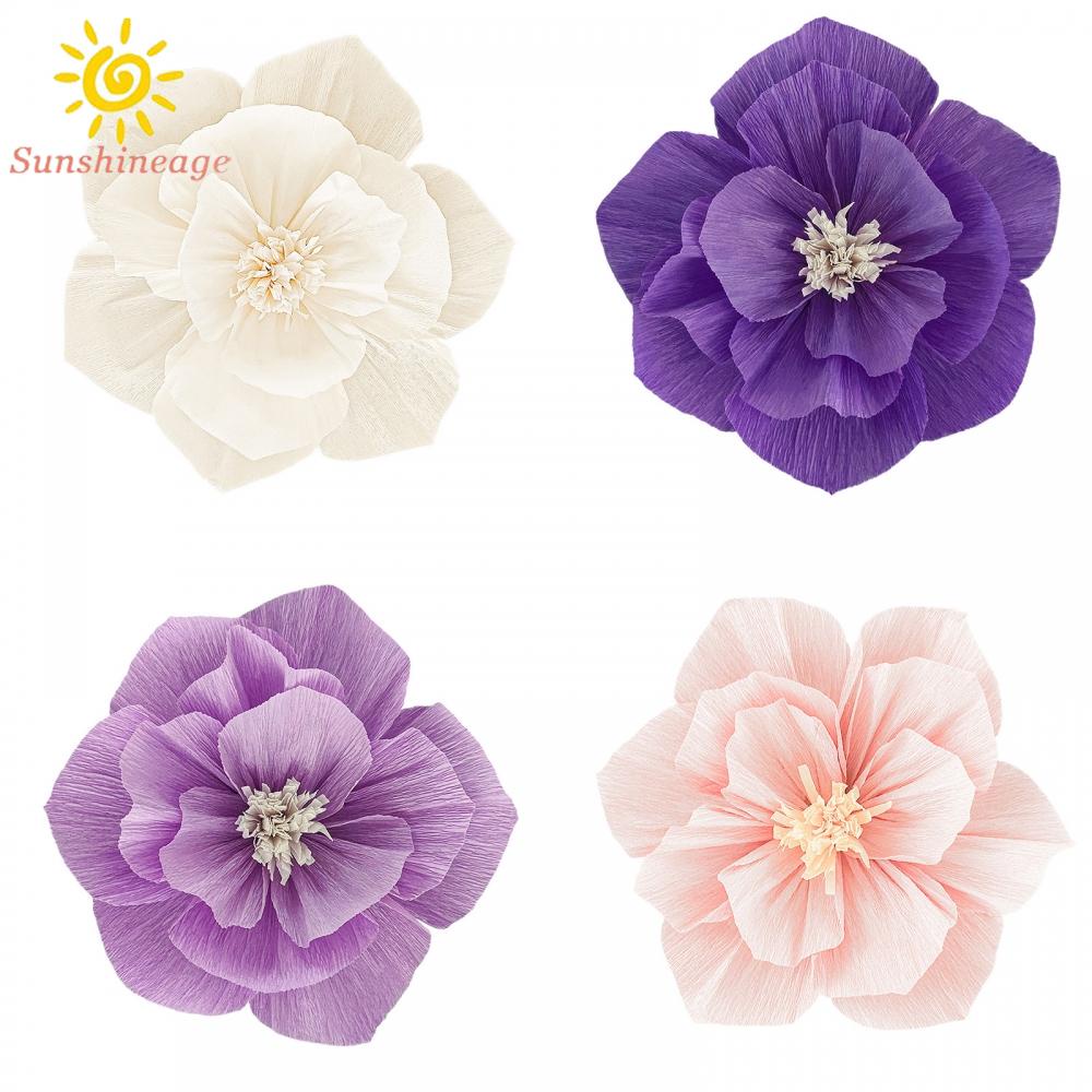 4 Bông Hoa Giấy Crepe Thủ Công 8 Inch Trang Trí Đám Cưới