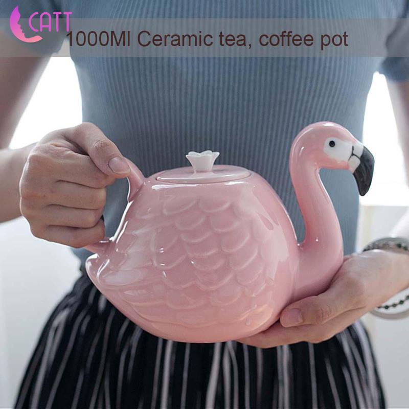 Ấm Trà Sứ Hình Chim Hồng Hạc 3D Sáng Tạo 1