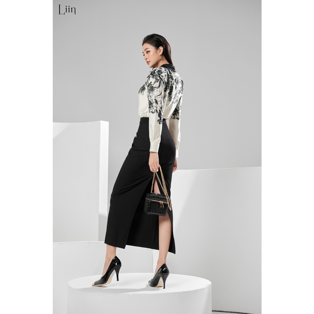 Áo họa tiết đen trắng phong cách công sở sang trọng Liin Clothing SM4956