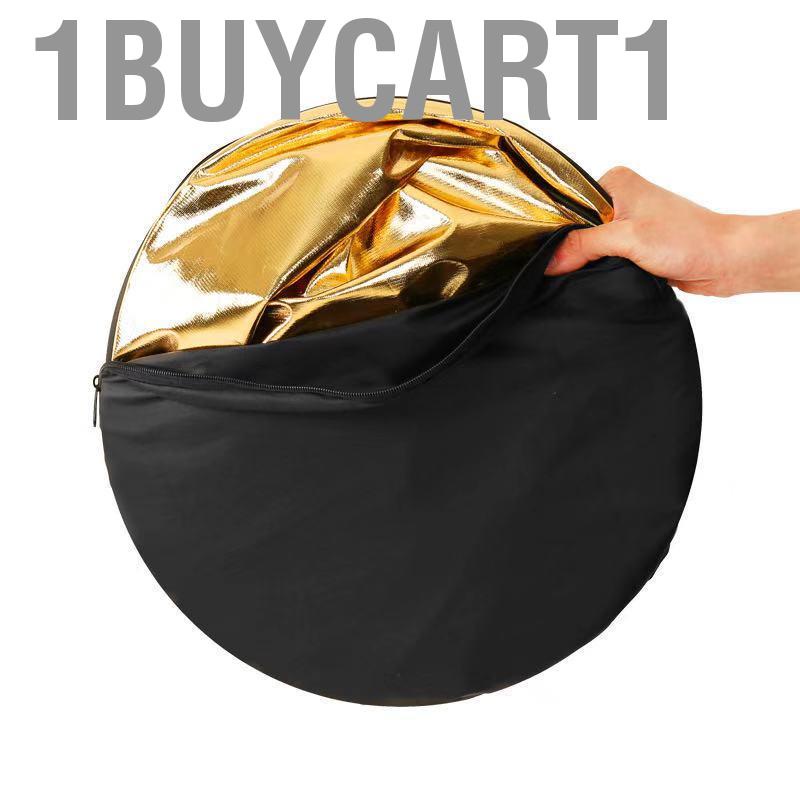 1buycart1 5 in 1 Light Reflectors with Soft Silver Gold White and Black Round Collapsible Multi Portable Reflector for Photography 60cm / 23.6in