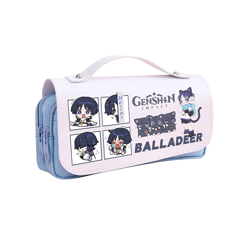 Genshin Impact Peripheral Pencil Bag Scaramouche/Wanderer Student Primary Girls Boys Stationery Box Pencil Bag Storage Large Capacity