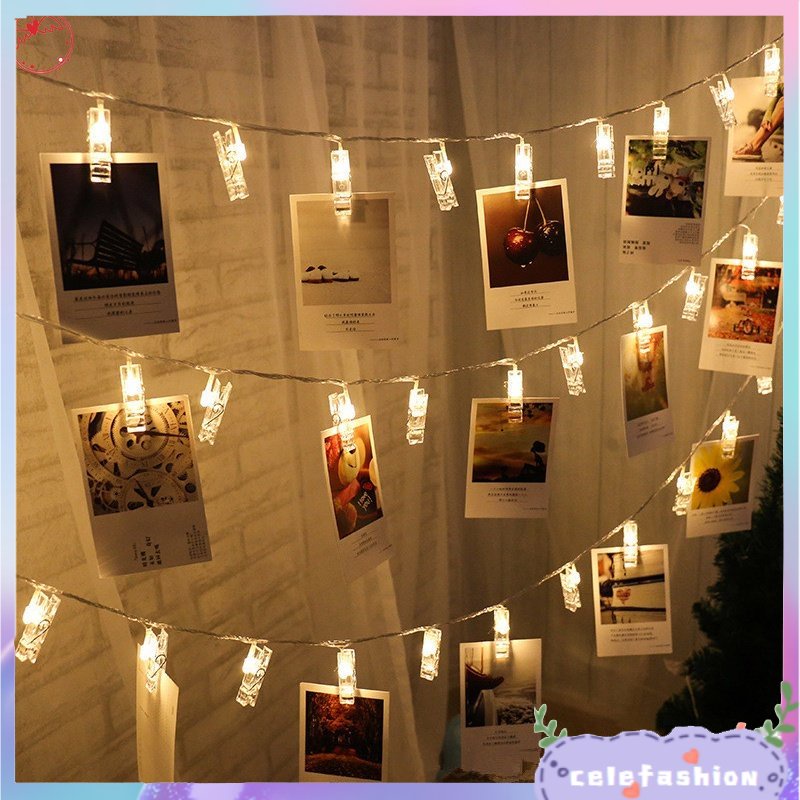 Dây Treo Ảnh Có 10 Đèn LED Chạy Bằng Pin Dùng Trang Trí Giáng Sinh