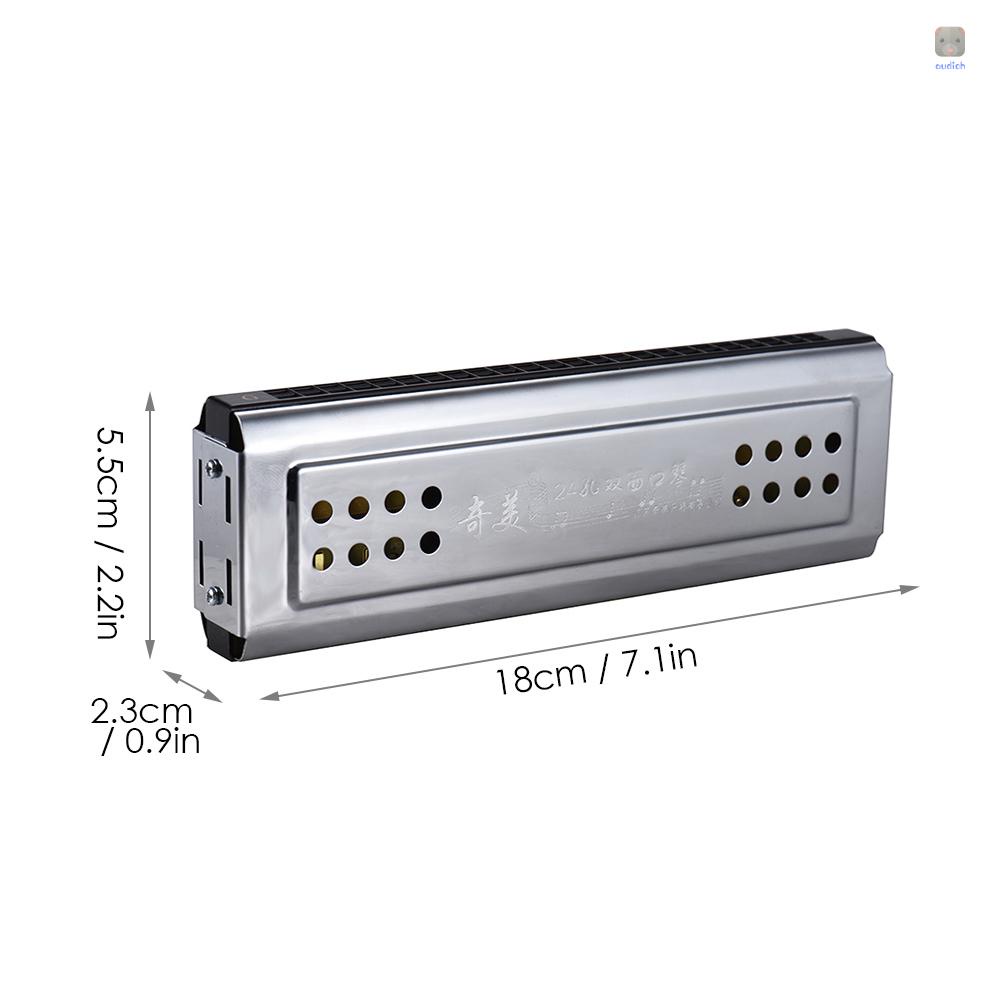 Kèn Harmonica 2 Trong 1 C &amp; G 24 Lỗ Đôi Với 48 Sậy Kèm Hộp Vải Lau Chùi