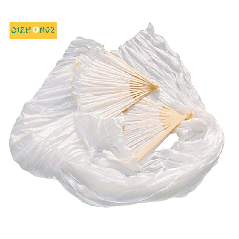 1 Quạt Múa Bụng Trung Quốc Bằng Lụa 100% Màu Trắng 180x90Cm