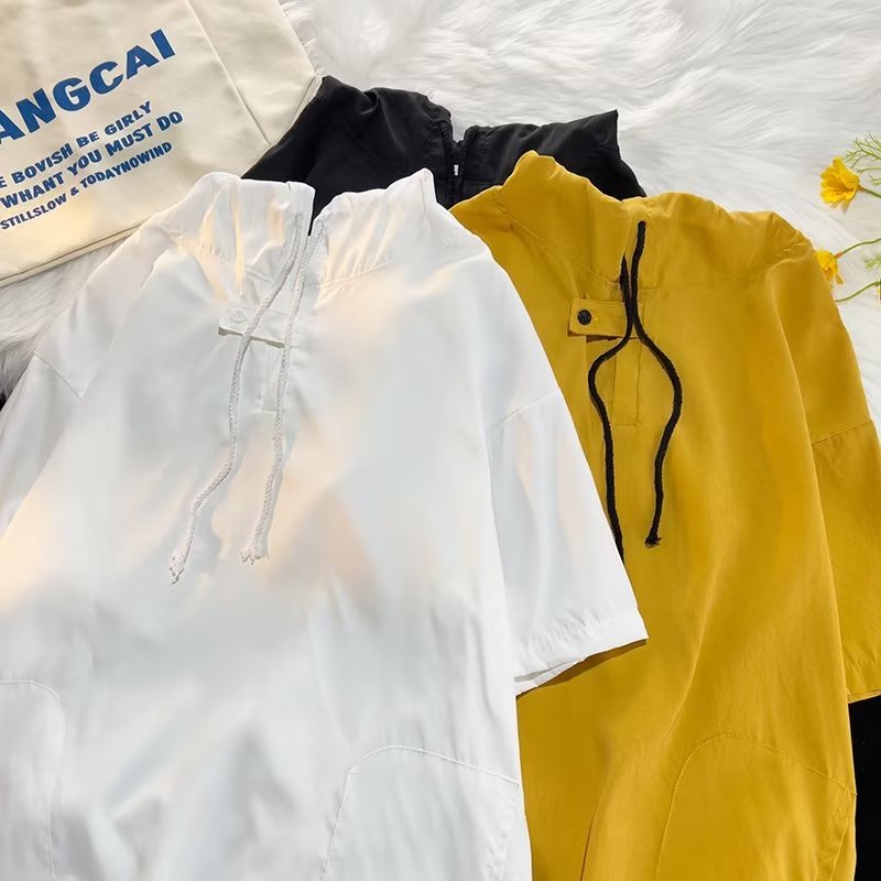 Áo Hoodie Tay Lỡ Dáng Rộng Phong Cách Đường Phố Hong Kong Thời Trang Mùa Hè Cho Nam