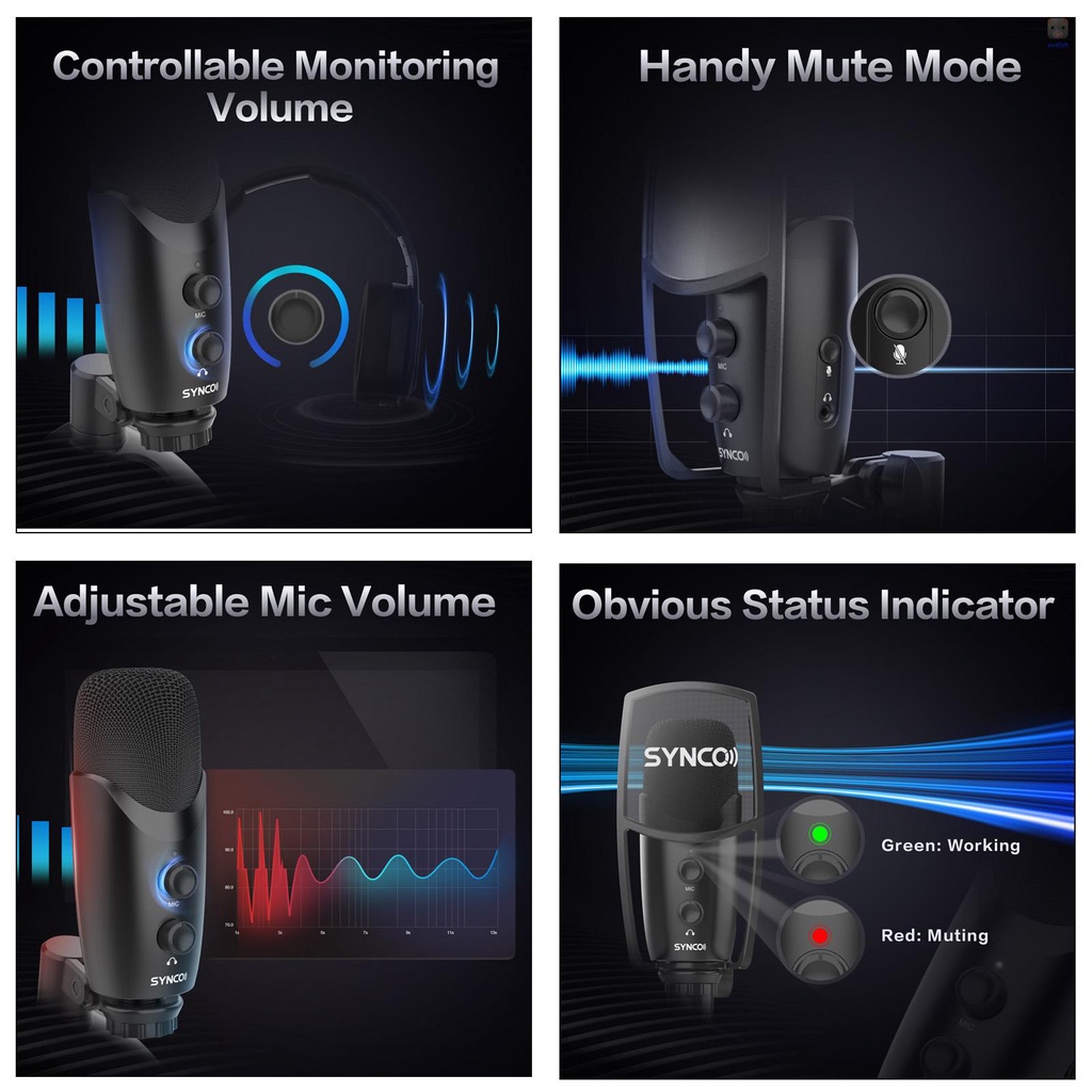 Micro Điện Dung CMic-V2 USB 192kHz / 24bit Có Giá Đỡ Và Bộ Lọc Pop Để Bàn Cho Điện Thoại / Máy Tính