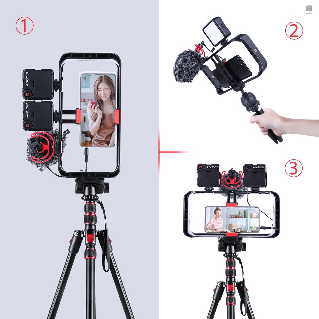 Khung Ổn Định Andoer Di Động Với 3 Lỗ Vít 1 / 4 Inch Thay Thế Cho Điện Thoại iPhone 12 / 1