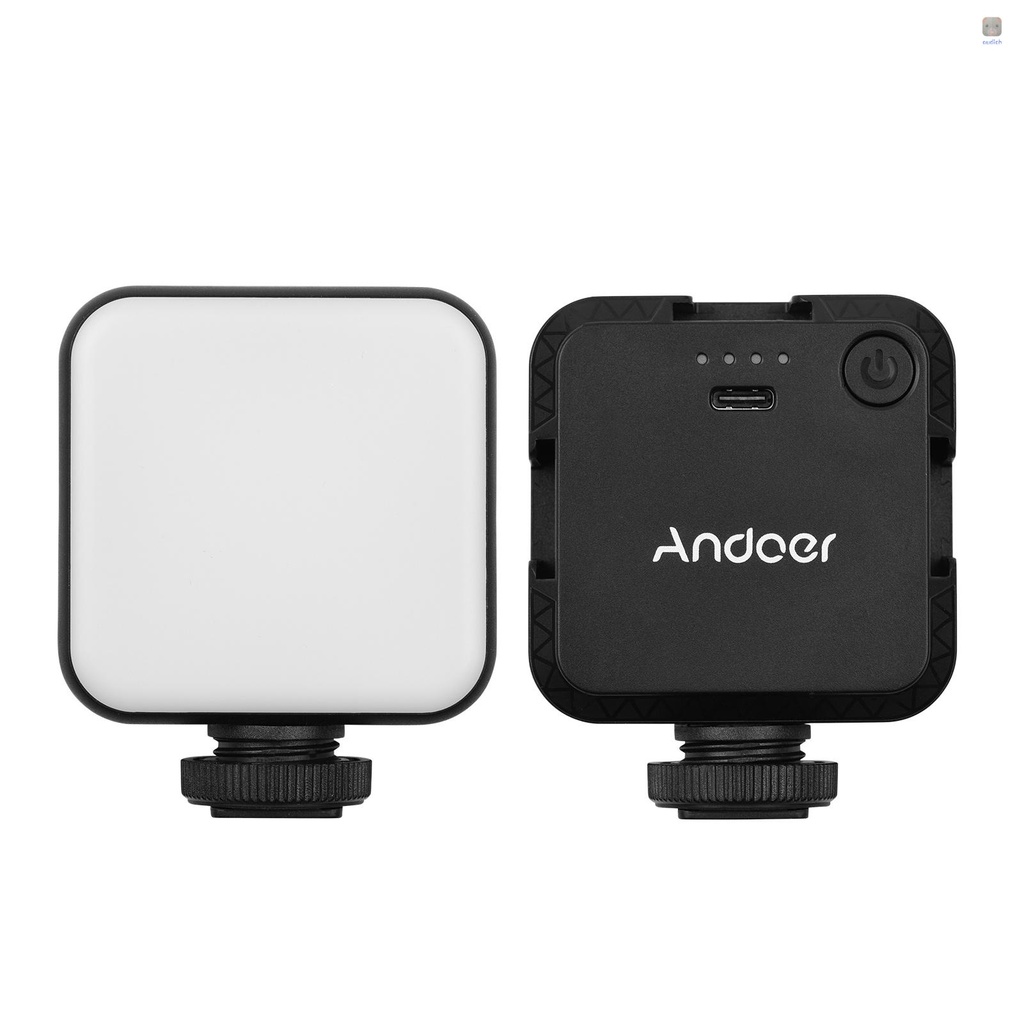 Đèn LED Chiếu Video Andoer W36 Mini 5600K 4W Tích Hợp Pin Sạc Tích Hợp 3 Giá Đỡ Lạnh